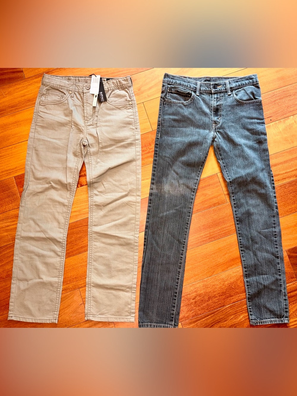 Boys Pants Lot Sz 12/16 - NWT Buffalo Khaki Pants & EUC Levi's 510 Skinny Jeans